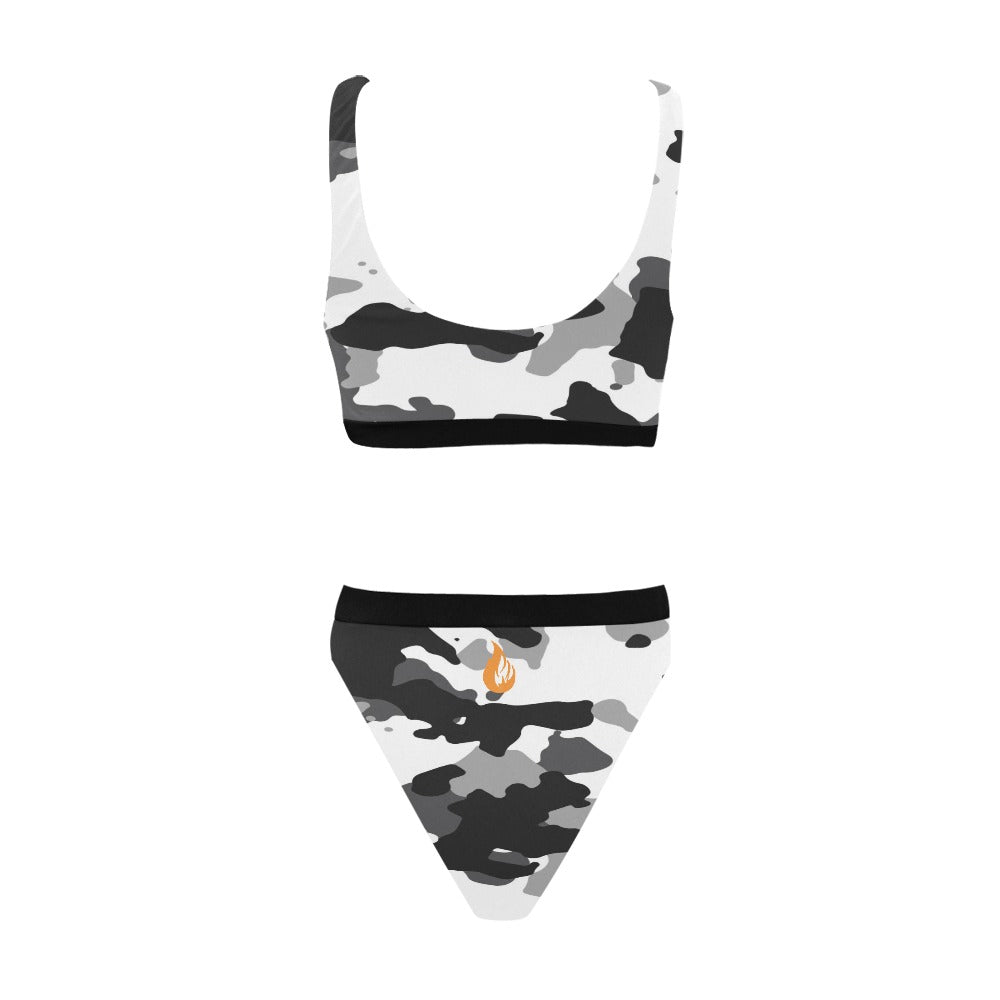 Sport Top & High-Waisted Bikini Swimsuit - Bonfire Hustle