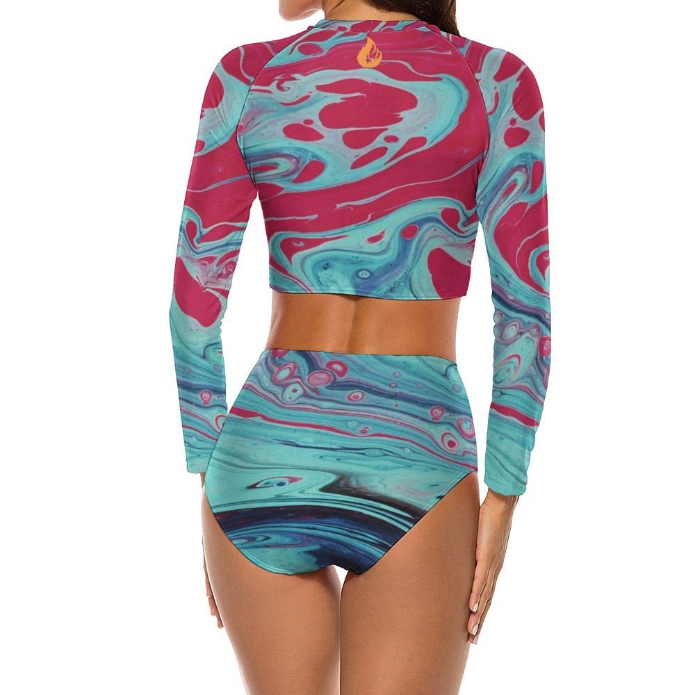 Long Sleeve Crew Neck Ladies Bikini Swimsuit - Bonfire Hustle