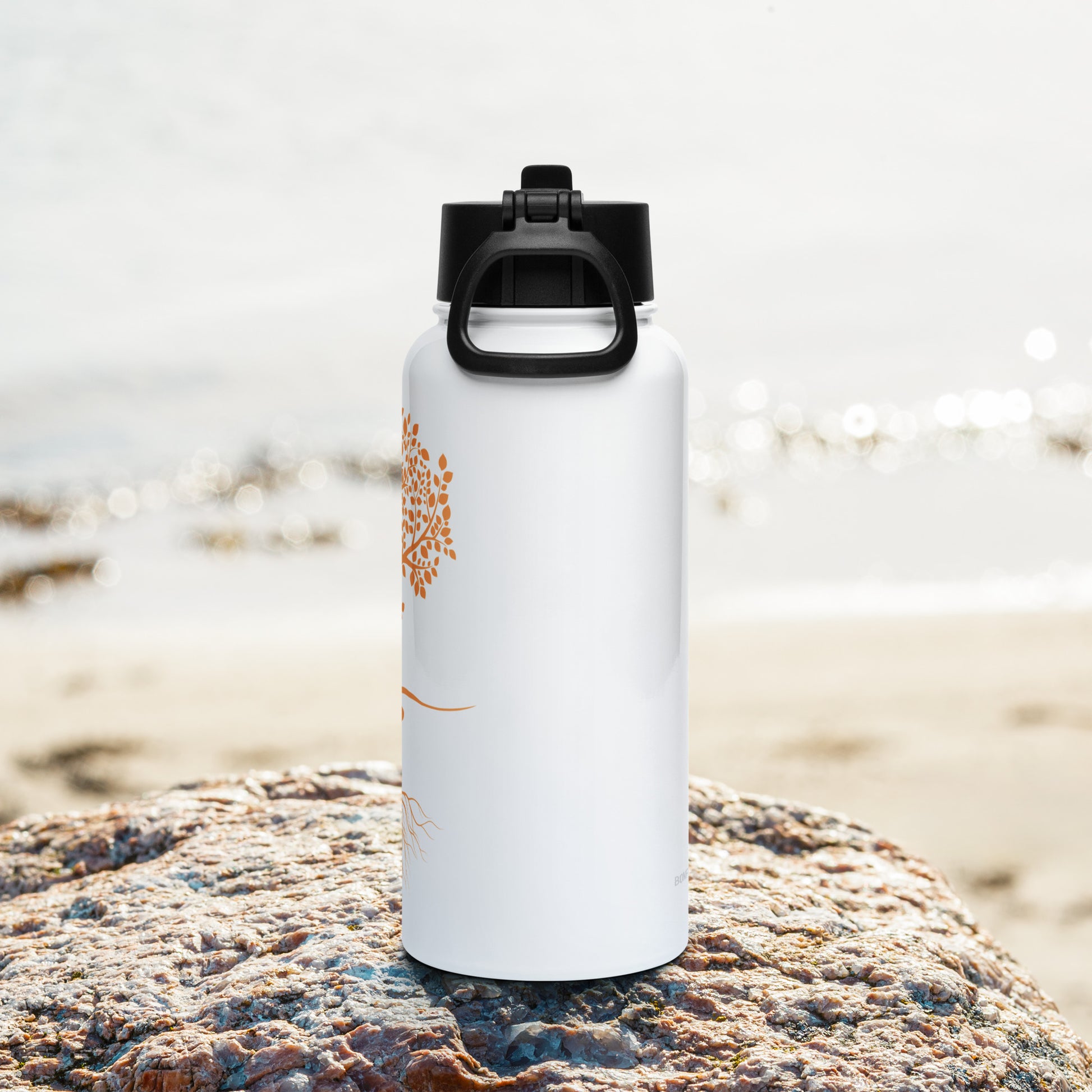 Stainless steel water bottle with a straw lid - Bonfire Hustle