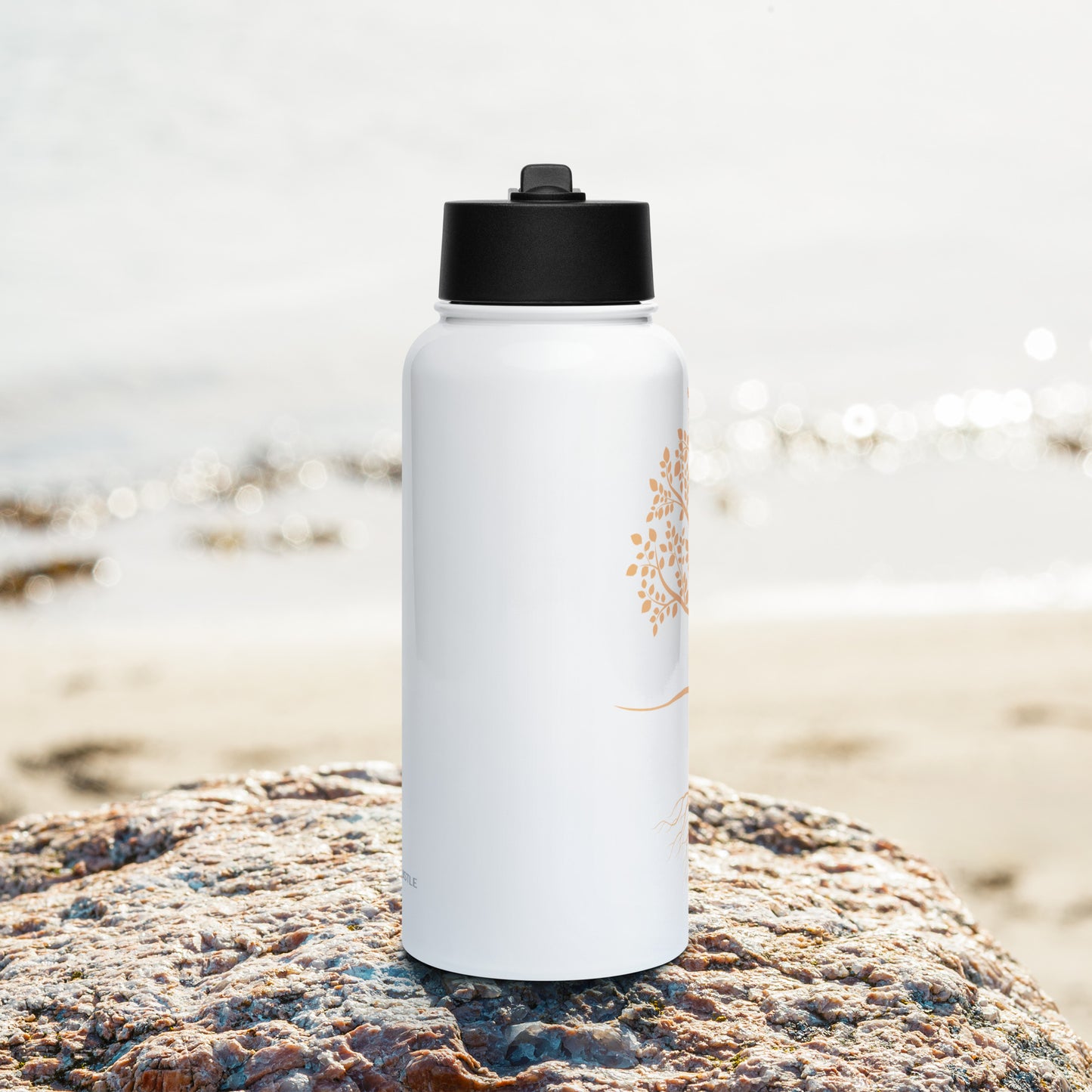 Stainless steel water bottle with a straw lid - Bonfire Hustle