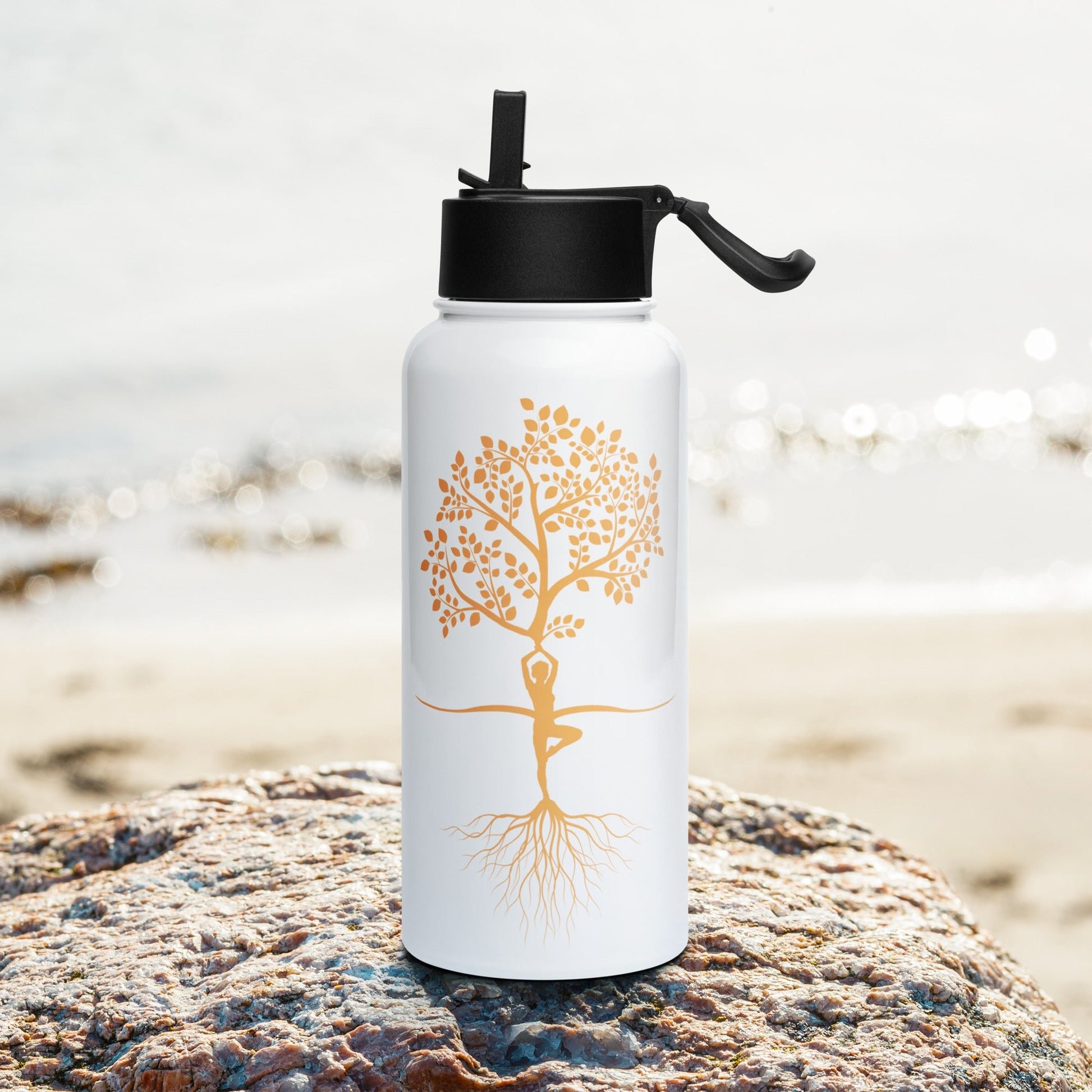 Stainless steel water bottle with a straw lid - Bonfire Hustle