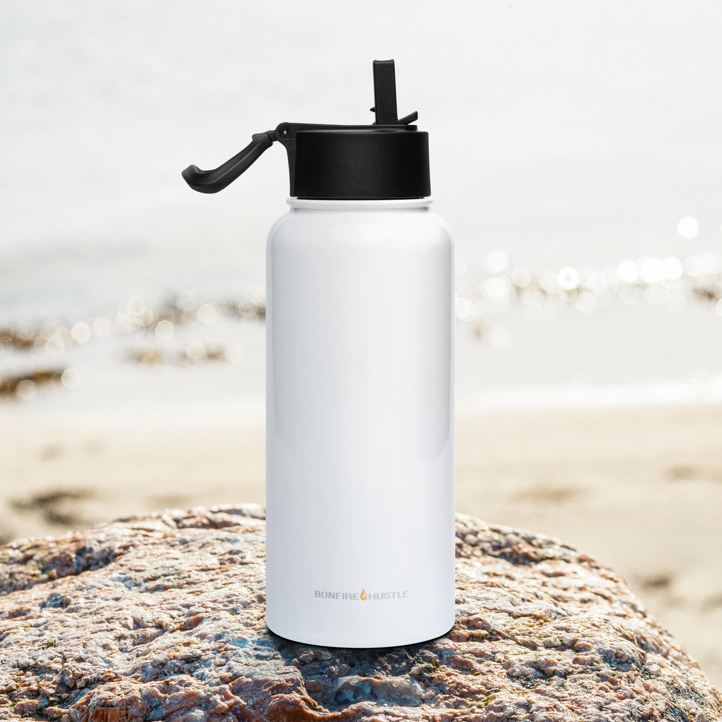 Stainless steel water bottle with a straw lid - Bonfire Hustle