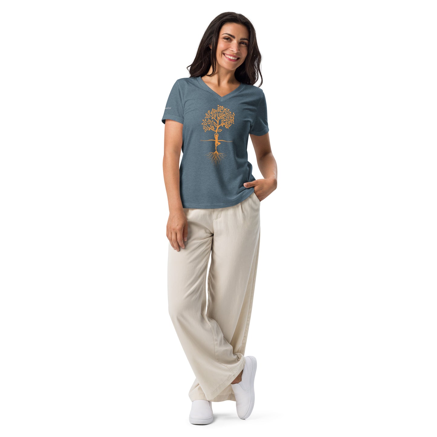 Women’s relaxed v-neck t-shirt - Bonfire Hustle