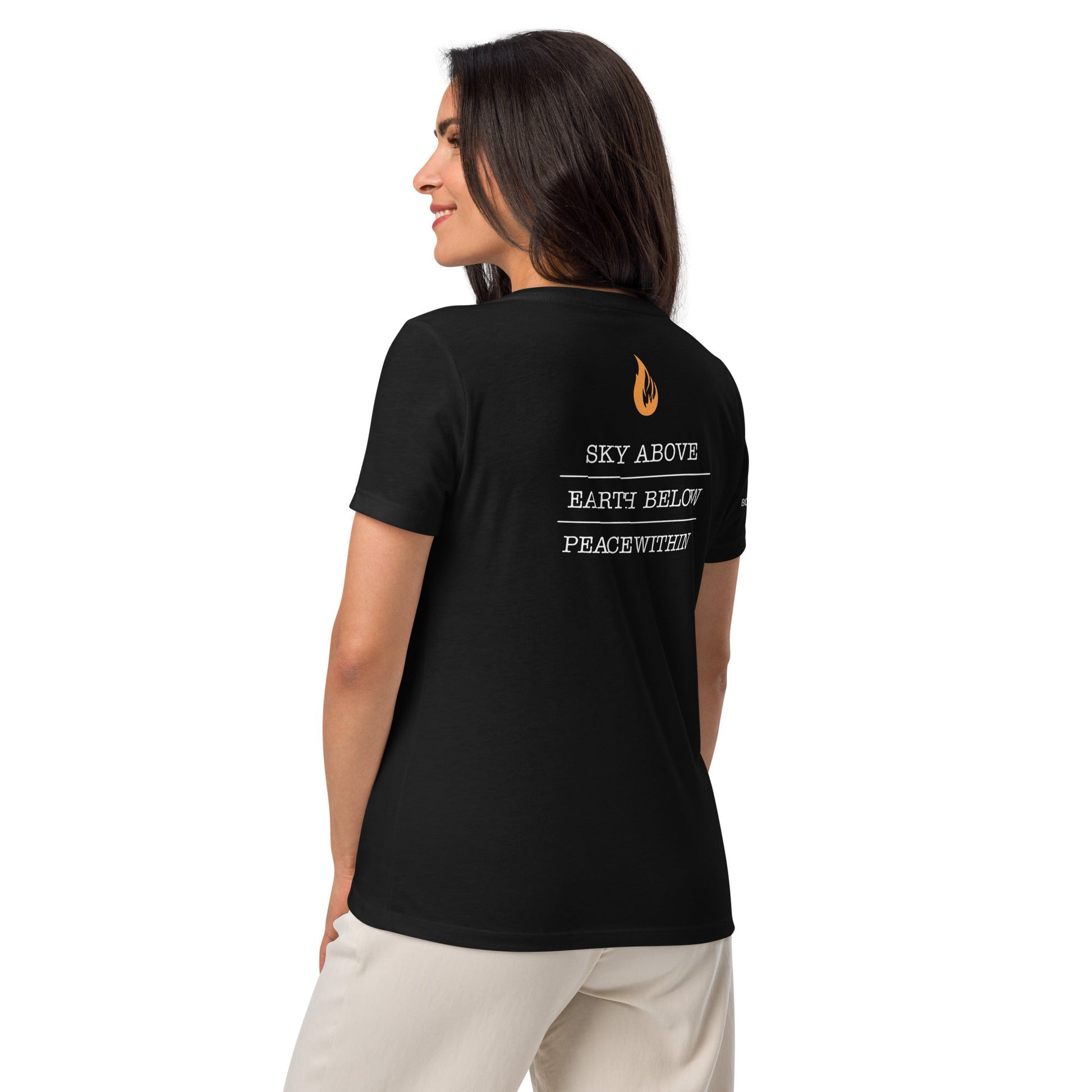 Women’s relaxed v-neck t-shirt - Bonfire Hustle