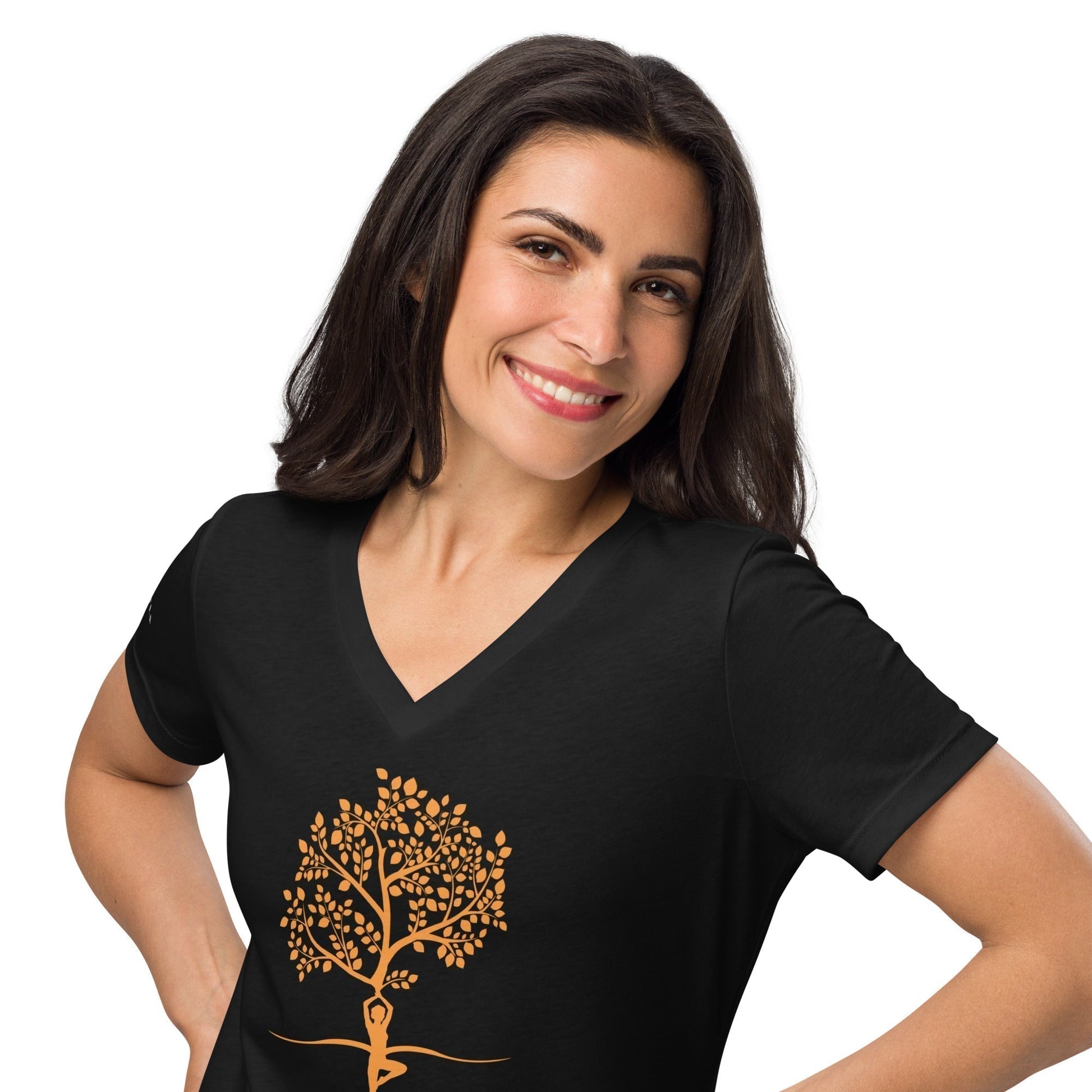 Women’s relaxed v-neck t-shirt - Bonfire Hustle