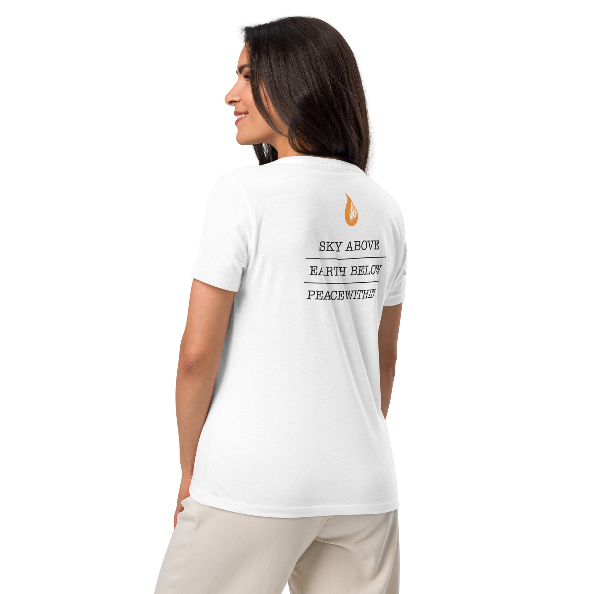 Women’s relaxed v-neck t-shirt - Bonfire Hustle